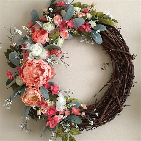 clothes hanger fake flower wreath|$15 flower wreath design.